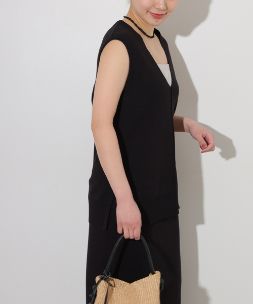 JOURNAL STANDARD relume（ジャーナルスタンダード　レリューム）の「リネンレーヨン総針ベスト（ベスト・レディース・チャコールグレー/ブラック・FREE）」の7枚目の写真