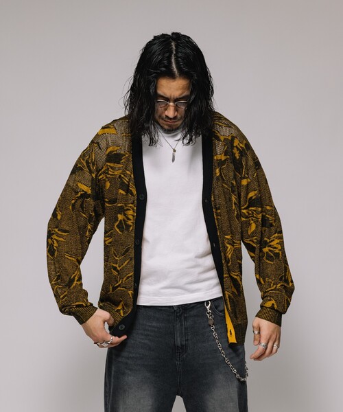 FREAK'S STORE(フリークスストア)の「総柄 メッシュ編み ニットカーディガン(カーディガン/ボレロ・メンズ・オリーブ/ブラック/ブラウン/ネイビー・MEDIUM/LARGE)」の5枚目の写真