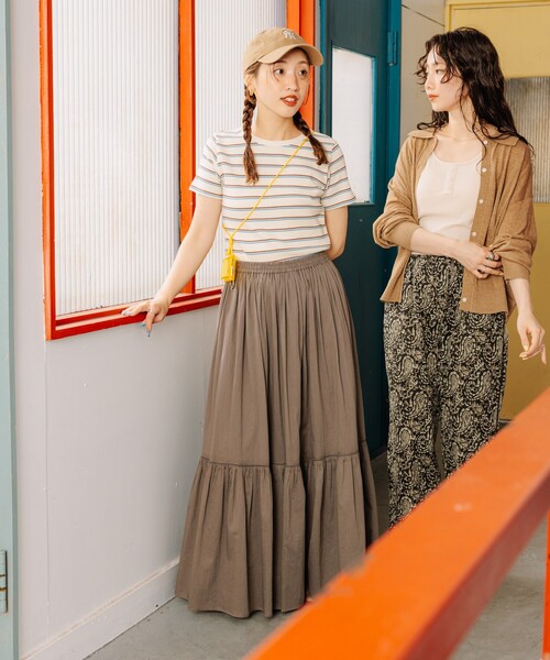 FREAK'S STORE（フリークスストア）の「ワッフルミニTシャツ/ボーダーTシャツ/マルチボーダー/無地Tシャツ（Tシャツ/カットソー・レディース・オフホワイト/グレー/ターコイズブルー/サックスブルー/チャコールグレー/ブラウン・ﾌﾘ-）」の12枚目の写真