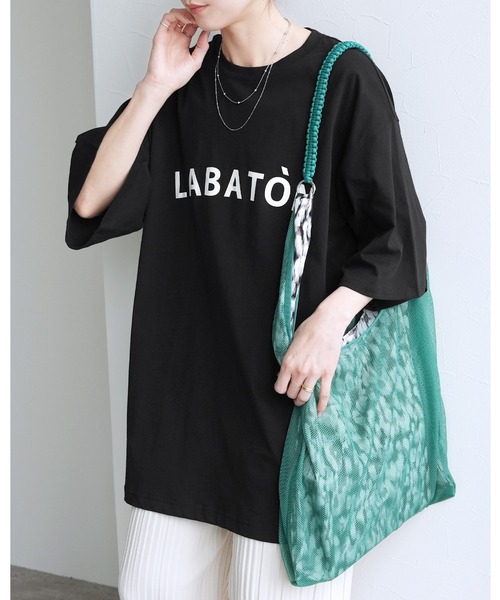 reca(レカ)の「BIGロゴプリントTシャツ(Tシャツ/カットソー・レディース・ブラック/オフホワイト/チャコールグレー・M)」の2枚目の写真