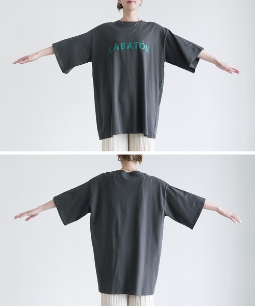 reca(レカ)の「BIGロゴプリントTシャツ(Tシャツ/カットソー・レディース・ブラック/オフホワイト/チャコールグレー・M)」の9枚目の写真