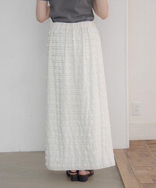 slattgir(スラットジール)の「高身長 カットフリルティアードスカート(トールサイズ)Essenave(スカート・レディース・アイボリー/ブラック・M/L/LL/3L)」の18枚目の写真