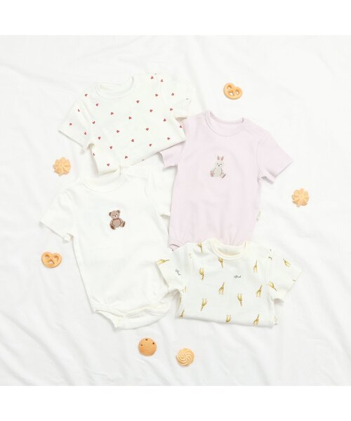 apres les cours（アプレレクール）の「バラエティボディースーツ（ロンパース・キッズ・アイボリー/ピンク/レッド/イエロー・70/80）」の5枚目の写真