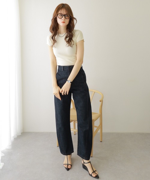 LAULEN（ローレン）の「french sleeve tight lib tops /フレンチスリーブ タイト リブ トップス（Tシャツ/カットソー・レディース・ブラック/イエロー/アイボリー・FREE）」の14枚目の写真