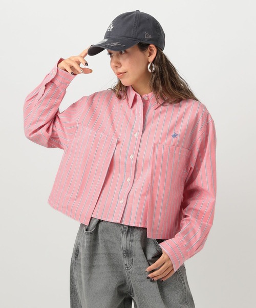 BEVERLY HILLS POLO CLUB（ビバリーヒルズポロクラブ）の「【BEVERLY HILLS POLO CLUB(ビバリーヒルズポロクラブ)】別注クロップドシャツ（シャツ/ブラウス・レディース・ピンク/グリーン/ラベンダー・FREE）」の3枚目の写真