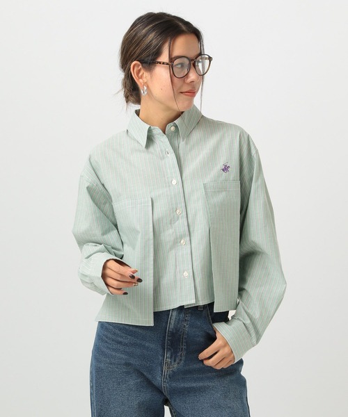 BEVERLY HILLS POLO CLUB（ビバリーヒルズポロクラブ）の「【BEVERLY HILLS POLO CLUB(ビバリーヒルズポロクラブ)】別注クロップドシャツ（シャツ/ブラウス・レディース・ピンク/グリーン/ラベンダー・FREE）」の2枚目の写真