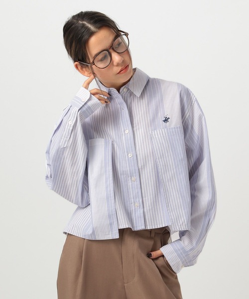 BEVERLY HILLS POLO CLUB（ビバリーヒルズポロクラブ）の「【BEVERLY HILLS POLO CLUB(ビバリーヒルズポロクラブ)】別注クロップドシャツ（シャツ/ブラウス・レディース・ピンク/グリーン/ラベンダー・FREE）」の4枚目の写真