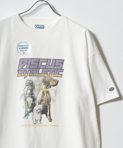 DISCUS(ディスカス)の「DISCUS/ディスカス オーバーサイズ ヴィンテージ フロント バックプリント リンガー 半袖 Tシャツ(Tシャツ/カットソー・レディース・ホワイト/レッド/ホワイト系その他/グリーン/ブラック/パープル/ネイビー/チャコール/ブルー系その他/アッシュグレー・L/M)」の3枚目の写真