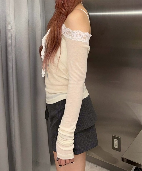 Never mind the XU / Chikashitsu+(ネバーマインド ザ エックスユー / チカシツプラス)の「【nmtc+】stripe rap pants / 【エヌエムティーシープラス】ストライプボーダーラップスカートパンツ(スカート・レディース・チャコール/ベージュ/グレー・ONE SIZE)」の11枚目の写真