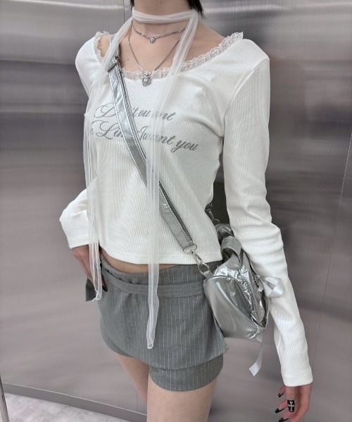 Never mind the XU / Chikashitsu+(ネバーマインド ザ エックスユー / チカシツプラス)の「【nmtc+】stripe rap pants / 【エヌエムティーシープラス】ストライプボーダーラップスカートパンツ(スカート・レディース・チャコール/ベージュ/グレー・ONE SIZE)」の22枚目の写真