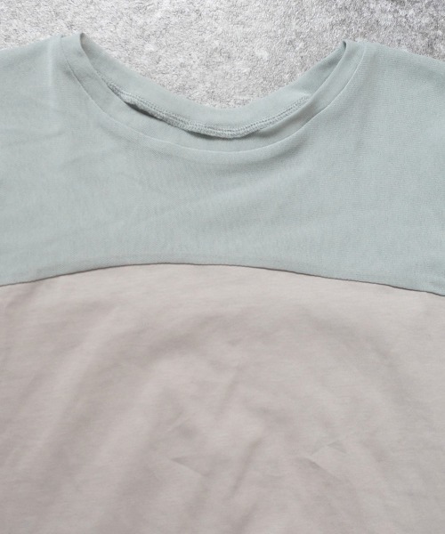 異素材ブロッキングプルオーバーカットソー 異素材重ね着風プルオーバー（Tシャツ/カットソー）｜ElegChic