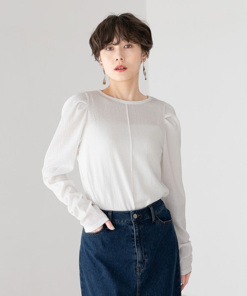 Elura（エルーラ）の「パフショルダーカットソー/323553（Tシャツ/カットソー・レディース・ブラック/ホワイト・FREE）」の17枚目の写真