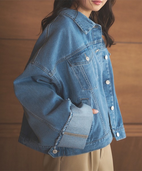 KOBE LETTUCE(コウベレタス)の「ワイドスリーブデニムGジャン(デニムジャケット・レディース・ブラック/サックスブルー/インディゴブルー・M)」の11枚目の写真