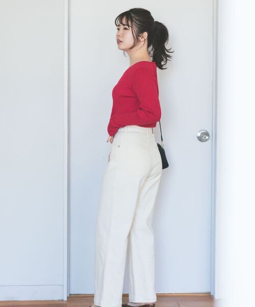 COHINA(コヒナ)の「スラブリブシェイプカーディガン 【低身長・小柄女性】(カーディガン/ボレロ・レディース・ベージュ/ホワイト/レッド・ONE SIZE)」の15枚目の写真