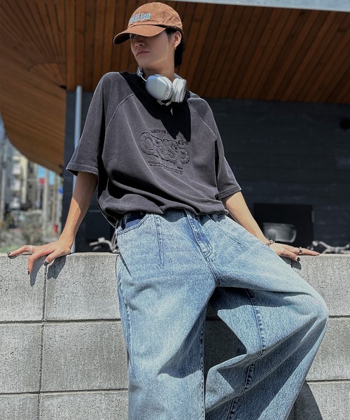 Java(ジャバ)の「《JaVa ジャバコラボ》裾はドロストでお好みのシルエットに。ヴィンテージライクな半袖ロゴスウェット(スウェット・メンズ・ライトブルー/ピンク/チャコールグレー・SMALL/MEDIUM/LARGE/X-LARGE)」の5枚目の写真