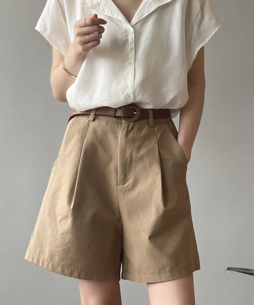 Teem Store（チームストア）の「ベルト付き タックハーフショートパンツ（その他パンツ・レディース・ホワイト/ベージュ/ブラック・S/M）」の13枚目の写真
