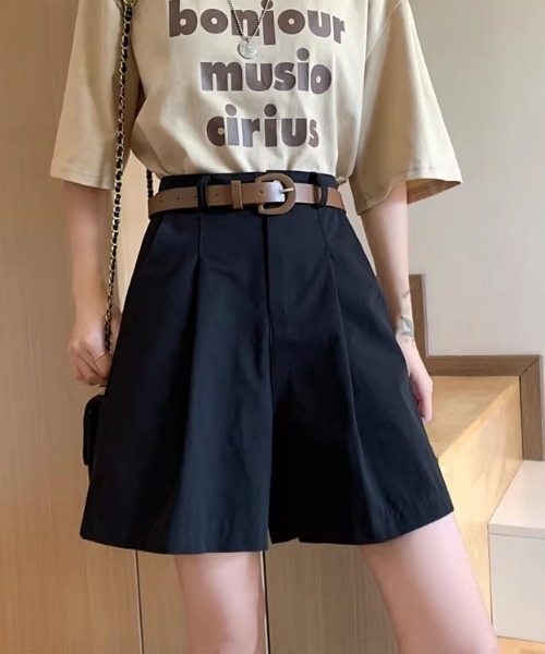 Teem Store（チームストア）の「ベルト付き タックハーフショートパンツ（その他パンツ・レディース・ホワイト/ベージュ/ブラック・S/M）」の15枚目の写真