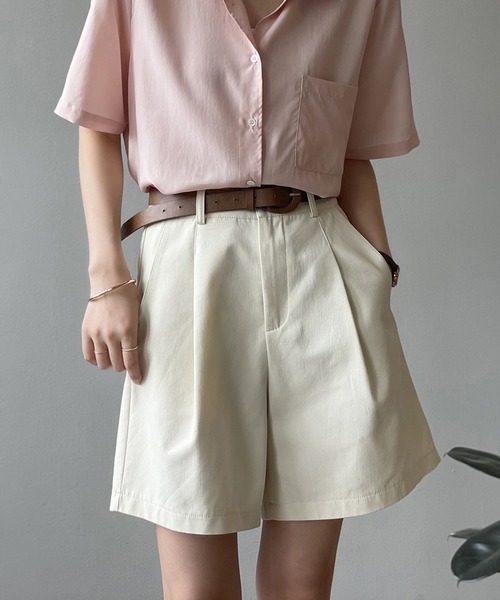 Teem Store（チームストア）の「ベルト付き タックハーフショートパンツ（その他パンツ・レディース・ホワイト/ベージュ/ブラック・S/M）」の12枚目の写真