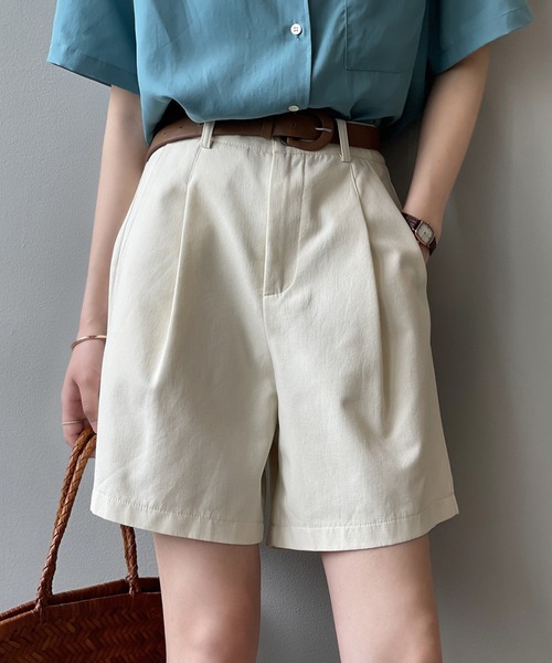 Teem Store（チームストア）の「ベルト付き タックハーフショートパンツ（その他パンツ・レディース・ホワイト/ベージュ/ブラック・S/M）」の9枚目の写真