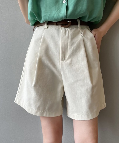 Teem Store（チームストア）の「ベルト付き タックハーフショートパンツ（その他パンツ・レディース・ホワイト/ベージュ/ブラック・S/M）」の10枚目の写真