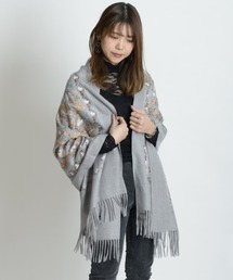 【極美品】フェラガモ 花柄 ボタニカル 花柄 ロング 大判ストール ショール colleca la ストール マフラー 超大判 ボタニカル柄正方形