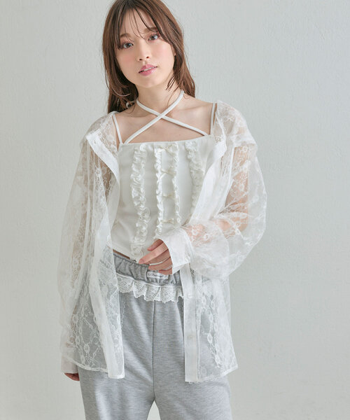 OLIVE des OLIVE(オリーブデオリーブ)の「フードBigシャツ(シャツ/ブラウス・レディース・ネイビー/サックスブルー/アイボリー/オフホワイト・FREE)」の12枚目の写真