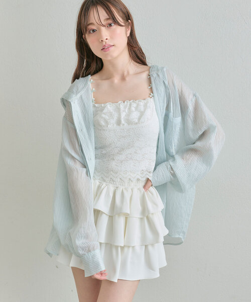 OLIVE des OLIVE(オリーブデオリーブ)の「フードBigシャツ(シャツ/ブラウス・レディース・ネイビー/サックスブルー/アイボリー/オフホワイト・FREE)」の4枚目の写真