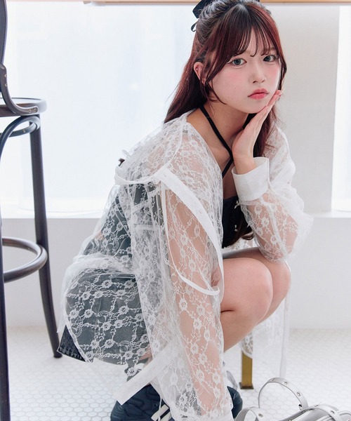 OLIVE des OLIVE(オリーブデオリーブ)の「フードBigシャツ(シャツ/ブラウス・レディース・ネイビー/サックスブルー/アイボリー/オフホワイト・FREE)」の5枚目の写真