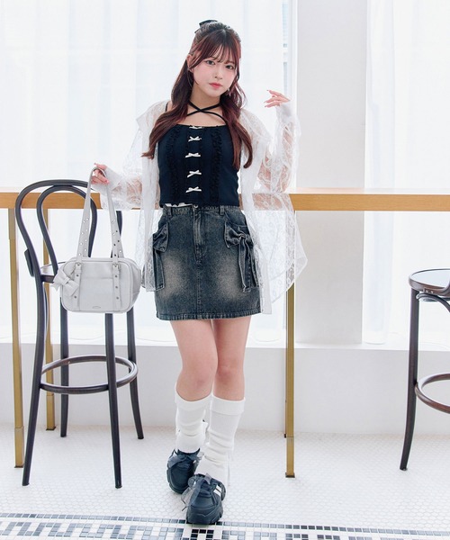 OLIVE des OLIVE(オリーブデオリーブ)の「フードBigシャツ(シャツ/ブラウス・レディース・ネイビー/サックスブルー/アイボリー/オフホワイト・FREE)」の10枚目の写真