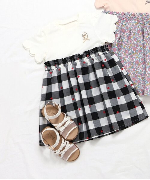 apres les cours(アプレレクール)の「3柄スカラップドッキングワンピース(ワンピース・キッズ・その他3/ストライプ/チェック・140/130/120/110/100/90/80)」の1枚目の写真