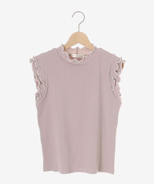 MAJESTIC LEGON（マジェスティックレゴン）の「ノースリフリルメロウリブトップス（Tシャツ/カットソー・レディース・アイボリー/グレイッシュベージュ/イエロー/モカ/ライトグリーン/ブルー/ネイビー/ブラック系その他/ブラック/ボルドー・MEDIUM）」の19枚目の写真