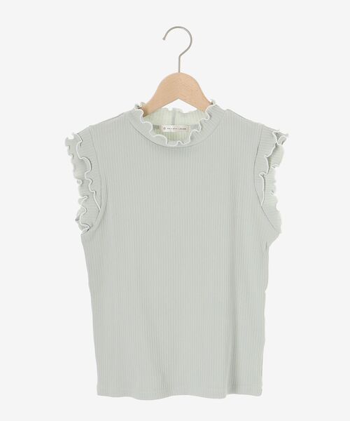 MAJESTIC LEGON（マジェスティックレゴン）の「ノースリフリルメロウリブトップス（Tシャツ/カットソー・レディース・アイボリー/グレイッシュベージュ/イエロー/モカ/ライトグリーン/ブルー/ネイビー/ブラック系その他/ブラック/ボルドー・MEDIUM）」の22枚目の写真