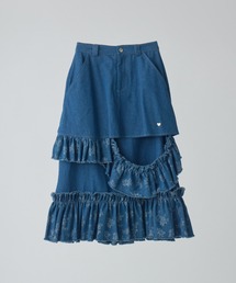idem(Cf)damage frill denim skirt^ԕWK[htfUCXJ[g(fjXJ[g)