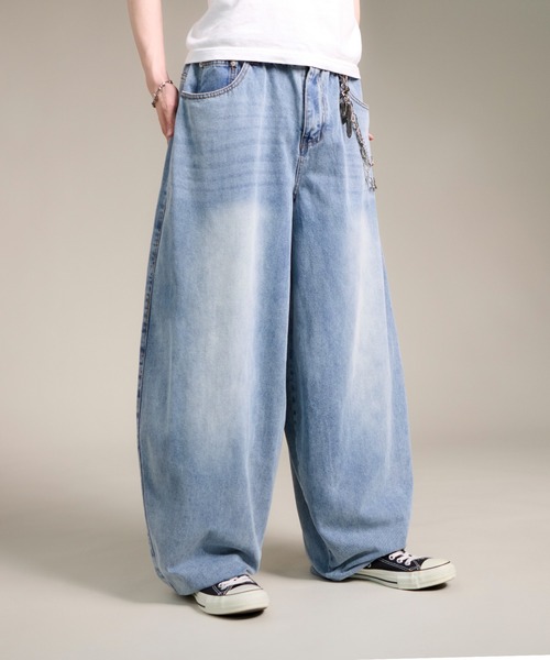 4D43 GRAVITY BALLOON DENIM　ワイド バレルレッグデニムパンツ