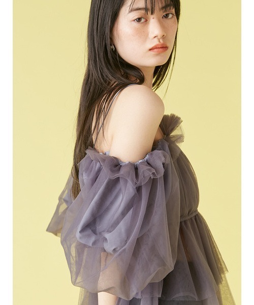LILYBROWN 3wayペプラムチュールブラウス セール】【WEB限定カラー】3wayペプラムチュールブラウス（T