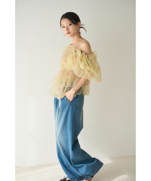 セール】【WEB限定カラー】3wayペプラムチュールブラウス（T