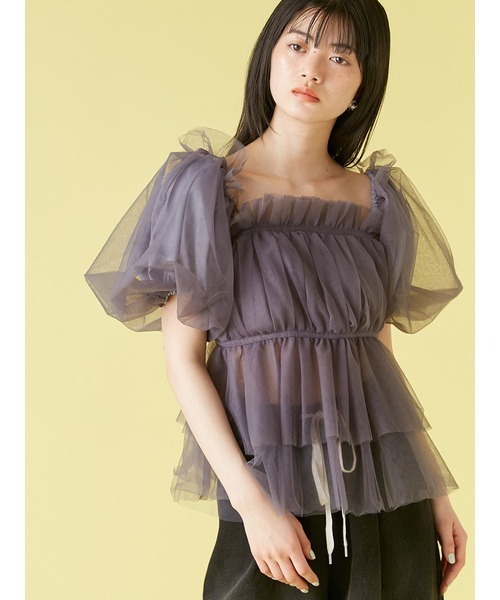 LILY BROWN(リリーブラウン)の「【WEB限定カラー】3wayペプラムチュールブラウス(Tシャツ/カットソー・レディース・ライトブルー/チャコールグレー/その他/アイボリー・FREE)」の9枚目の写真