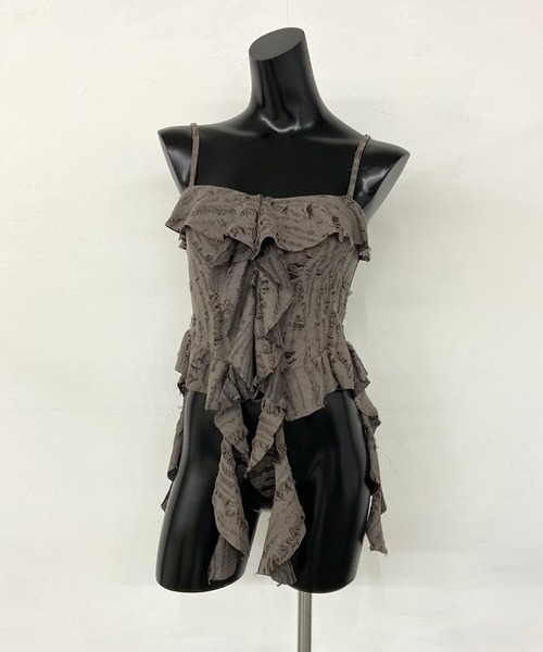 non-hedge（ノンヘッジ）の「ダメージフリルアシメキャミソール（キャミソール・レディース・アイボリー/ブラック/チャコールグレー・FREE）」の15枚目の写真