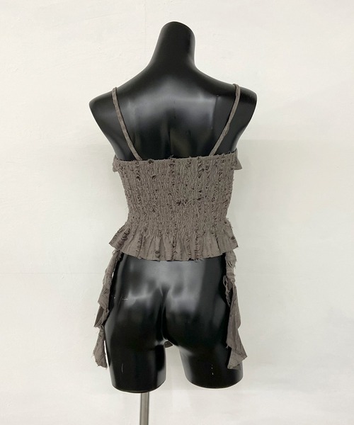 non-hedge（ノンヘッジ）の「ダメージフリルアシメキャミソール（キャミソール・レディース・アイボリー/ブラック/チャコールグレー・FREE）」の13枚目の写真