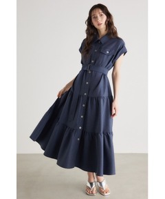 24SS 定価4.2万 ギャルリーヴィー コットンポリエステルウェザーワンピース セール】コットンポリエステルウェザー ワンピース（ワンピース