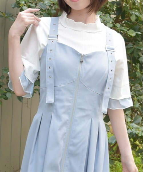 axes femme（アクシーズファム）の「楊柳シフォン袖メロープルオーバー（Tシャツ/カットソー・レディース・ブラック/ホワイト/レッド/ミント・FREE）」の2枚目の写真