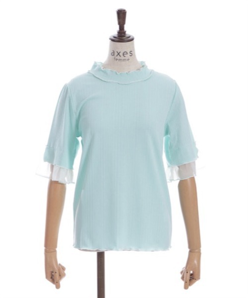 axes femme（アクシーズファム）の「楊柳シフォン袖メロープルオーバー（Tシャツ/カットソー・レディース・ブラック/ホワイト/レッド/ミント・FREE）」の12枚目の写真