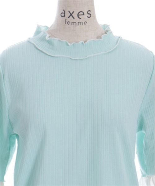 axes femme（アクシーズファム）の「楊柳シフォン袖メロープルオーバー（Tシャツ/カットソー・レディース・ブラック/ホワイト/レッド/ミント・FREE）」の9枚目の写真