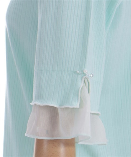 axes femme（アクシーズファム）の「楊柳シフォン袖メロープルオーバー（Tシャツ/カットソー・レディース・ブラック/ホワイト/レッド/ミント・FREE）」の7枚目の写真