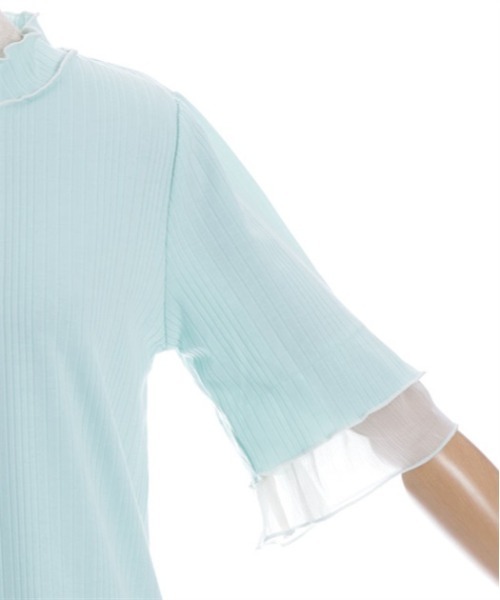 axes femme（アクシーズファム）の「楊柳シフォン袖メロープルオーバー（Tシャツ/カットソー・レディース・ブラック/ホワイト/レッド/ミント・FREE）」の5枚目の写真