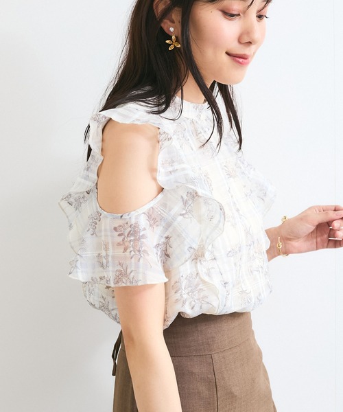 VIS(ビス)の「【洗える】2WAYショルダーシアーチェックブラウス(シャツ/ブラウス・レディース・ピンク系その他2/ネイビー/ベージュ系その他・FREE)」の6枚目の写真