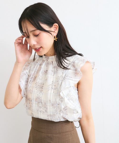VIS(ビス)の「【洗える】2WAYショルダーシアーチェックブラウス(シャツ/ブラウス・レディース・ピンク系その他2/ネイビー/ベージュ系その他・FREE)」の7枚目の写真