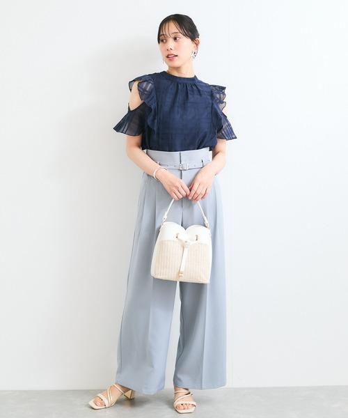 VIS(ビス)の「【洗える】2WAYショルダーシアーチェックブラウス(シャツ/ブラウス・レディース・ピンク系その他2/ネイビー/ベージュ系その他・FREE)」の9枚目の写真