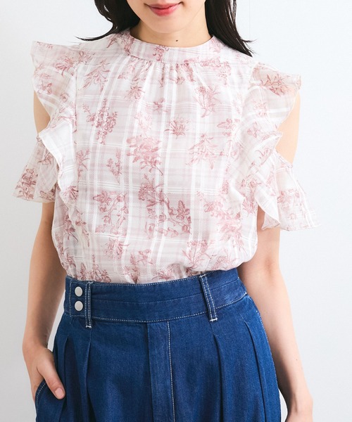 VIS(ビス)の「【洗える】2WAYショルダーシアーチェックブラウス(シャツ/ブラウス・レディース・ピンク系その他2/ネイビー/ベージュ系その他・FREE)」の15枚目の写真