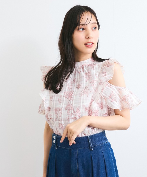 VIS(ビス)の「【洗える】2WAYショルダーシアーチェックブラウス(シャツ/ブラウス・レディース・ピンク系その他2/ネイビー/ベージュ系その他・FREE)」の16枚目の写真